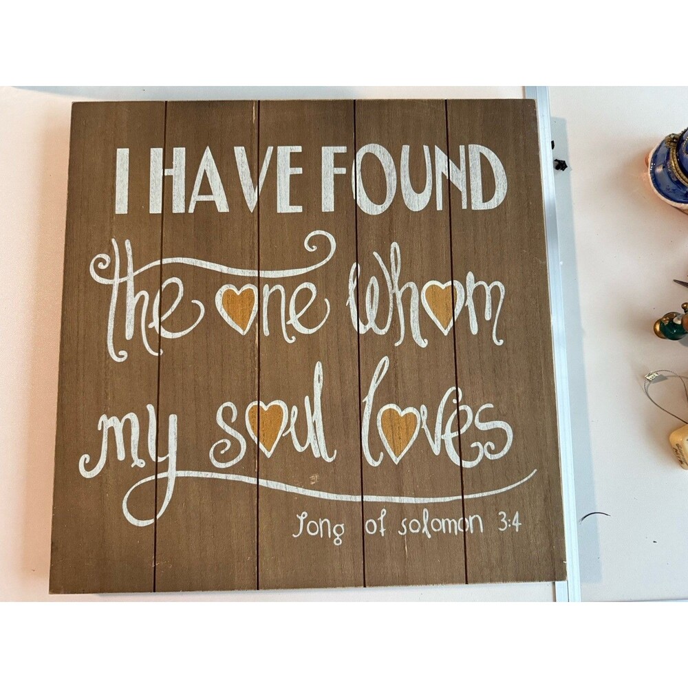 Large 15.75x15.75 Song of Solomon 3:4 Wood Christian Wall Art Wedding Sign Gift